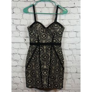 Material Girl‎ Lace Bodycon Dress Party Cocktail Black Gold S